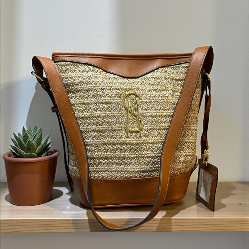 Steve Madden Straw & Leather Shoulder Bag